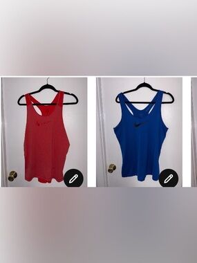 Nike | Two (2) Tank Tops | Women’s XL | Red | Blue | Stretch